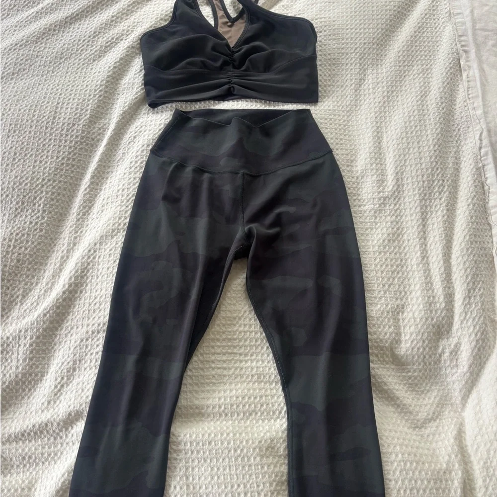 Alo Yoga Camo Leggings and Bra Set